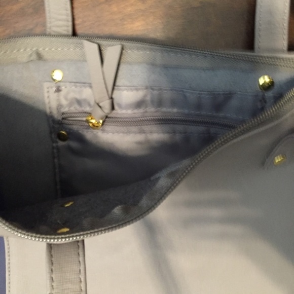 Joy Mangano genuine leather handbag. Gray/Navy - Picture 3 of 4